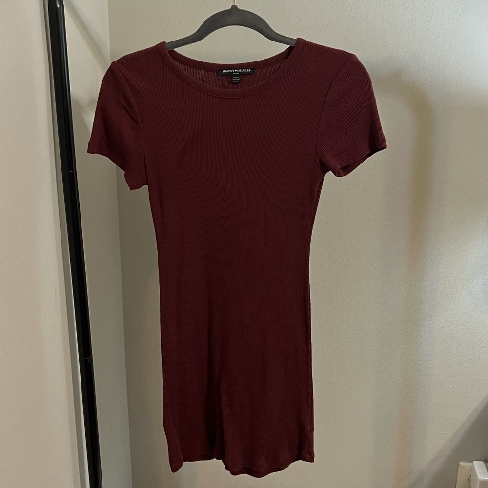 NEW Maroon body con t-shirt dress